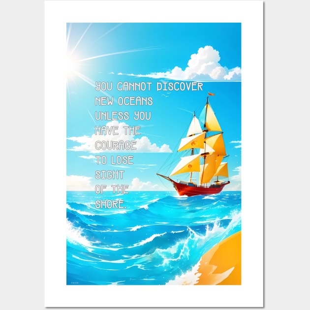 Motivational Nautical Poster: 'Courageous Voyage Wall Art by jemr